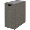 Outsunny 17-Gallon Small Deck Box, Wicker Outdoor Storage Box with Acacia Wood Top for Patio Cushions and Garden Tools, Gray