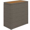 Outsunny 17-Gallon Small Deck Box, Wicker Outdoor Storage Box with Acacia Wood Top for Patio Cushions and Garden Tools, Teak