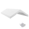 Outsunny 19.7' x 9.7' Carport Replacement Canopy UV Resistant Garage Car Cover with Ball Bungee Cords White