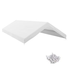 Outsunny 19.7' x 9.7' Carport Replacement Canopy UV Resistant Garage Car Cover with Ball Bungee Cords White