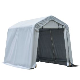 Outsunny Outdoor Car Tent Carport 8x6 Gray with Roll-up Door Steel Frame PE Cover Garage Storage Shelter