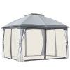 Outsunny 10x12 Gazebo, Vented Canopy, Zippered Sidewalls, Steel Fram, Gray
