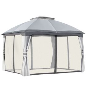 Outsunny 10x12 Gazebo, Vented Canopy, Zippered Sidewalls, Steel Fram, Gray