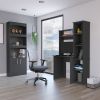 Detroit Two Piece Office Set, Bookcase + Desk, Black
