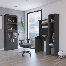 Detroit Two Piece Office Set, Bookcase + Desk, Black