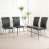 Modern Charcoal PU dining chair, cloth upholstered chair, electroplated metal chair legs, suitable for home furniture living room, bedroom, kitchen