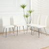 Modern white PU dining chair, cloth upholstered chair, electroplated metal chair legs, suitable for home furniture living room, bedroom, kitchen