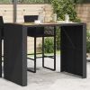 Patio Bar Table with Acacia Wood Top Black 57.1"x31.5"x43.3" Poly Rattan