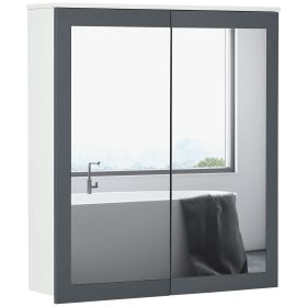 kleankin Bathroom Medicine Cabinet with Mirror, 27"x30" Wall Mounted Bathroom Mirror Cabinet, Bathroom Wall Cabinet with Storage