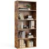 Industrial 5 Shelf Bookcase - Large 53 Inch Tall Floor Standing Open Bookshelf for Home Office, Living Room, and Bedroom Storage, brown