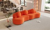 103.5" Modern Living Room Sofa Lamb Velvet Upholstered Couch Furniture for Home or Office,Orange