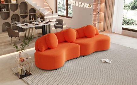 103.5" Modern Living Room Sofa Lamb Velvet Upholstered Couch Furniture for Home or Office,Orange