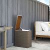 Outsunny 17-Gallon Small Deck Box, Wicker Outdoor Storage Box with Acacia Wood Top for Patio Cushions and Garden Tools, Teak