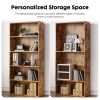 Industrial 5 Shelf Bookcase - Large 53 Inch Tall Floor Standing Open Bookshelf for Home Office, Living Room, and Bedroom Storage, brown