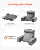 Reading Pillow, Backrest Support Pillow with Arm and 3 Pockets, Large Size Bed Pillow with Removable Headrest & 25D Sponge, Handle for Easy Carrying