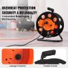 Extension Cord Reel, 100FT, with 4 Outlets and Dust Cover, Heavy Duty 14AWG SJTOW Power Cord, Manual Cord Reel with Portable Handle Circuit Breaker