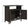 Outsunny Wicker Outdoor Storage Cabinet with Two Doors and Shelf for Outdoor Pool Towel Storage, Dark Coffee