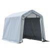 Outdoor Car Tent Carport 8x6 Gray with Roll-up Door Steel Frame PE Cover Garage Storage Shelter
