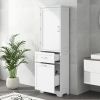 Tall Bathroom Storage Cabinet, Freestanding Storage Cabinet with Two Different Size Drawers and Adjustable Shelf, MDF Board with Painted Finish
