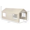 Outsunny Portable Garage Shelter 10x19.5 Heavy Duty with Mesh Windows Doors Tan