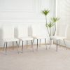 Modern white PU dining chair, cloth upholstered chair, electroplated metal chair legs, suitable for home furniture living room, bedroom, kitchen