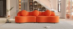 103.5" Modern Living Room Sofa Lamb Velvet Upholstered Couch Furniture for Home or Office,Orange