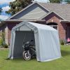 Outsunny Outdoor Car Tent Carport 8x6 Gray with Roll-up Door Steel Frame PE Cover Garage Storage Shelter