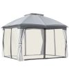 10x12 Gazebo, Vented Canopy, Zippered Sidewalls, Steel Fram, Gray