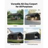 Carport, 12 x 20 FT Outdoor Car Canopy, Potable Carport with Removable Sidewalls & Door, Heavy Duty Car Shelter, UV-Resistant & Water-Resistant