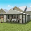 Outsunny 16' x 32' Heavy-duty Large Wedding Tent, Outdoor Carport Garage Party Tent, Patio Gazebo Canopy with Sidewall, Gray