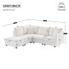 89*79" Modern Modular Sectional Sofa with Deep Seat,Vertical Stripes,5 Seat Corner Couch with Movable Ottoman,Throw Pillows