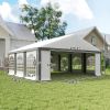 Outsunny 20' x 20' Heavy-duty Large Wedding Tent, Outdoor Carport Garage Party Tent, Patio Gazebo Canopy with Sidewall, Gray