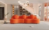 103.5" Modern Living Room Sofa Lamb Velvet Upholstered Couch Furniture for Home or Office,Orange