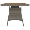 Patio Table Gray 63"x27.6"x28.3" Poly Rattan & Solid Acacia Wood