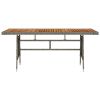 Patio Table Gray 63"x27.6"x28.3" Poly Rattan & Solid Acacia Wood