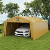 Outsunny Carport 12' x 20' Portable Garage, Heavy Duty Car Port Canopy with Ventilation Windows and Large Roll-up Door, Beige