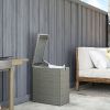 Outsunny 17-Gallon Small Deck Box, Wicker Outdoor Storage Box with Acacia Wood Top for Patio Cushions and Garden Tools, Gray