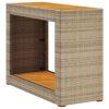 Patio Side Table with Wooden Top Beige 39.4"x15.7"x29.5" Poly Rattan