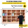 Cubby Mobile Tray Storage Cabinet, 20-Compartment Cubby Storage Shelf, Cubby Storage Cabinet 4 x 5, Classroom Cubbies, Classroom Furniture for Home