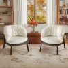 Velvet Accent Chair Barrel Chair with Metal Legs Modern Comfy Armchair Accent Reading Chair for Living Room, Bedroom, Study Room