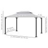 Outsunny Patio Gazebo 10x13 with 2-Tier Polyester Roof and Mesh Portable Aluminum Frame Grey for Outdoor