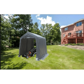 7x8 Ft Outdoor Portable Gazebo Storage Shelter Shed With 2 Roll Up Zipper Doors & Vents Carport For Motorcycle Waterproof And UV Resistant Anti-S (Color: Grey)