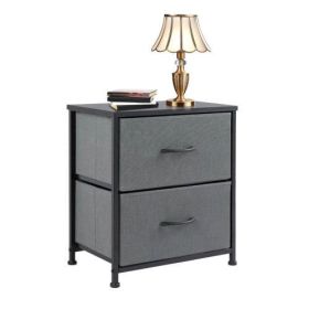 Living Room Cabinet Layers Set of 2 Fabric Drawers Beside Nightstand Table Closet Chest Clothes Display Cabinet Of Furniture (Color: 1pc Gray)