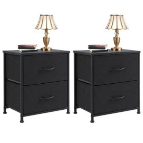 Living Room Cabinet Layers Set of 2 Fabric Drawers Beside Nightstand Table Closet Chest Clothes Display Cabinet Of Furniture (Color: 2pcs Black)