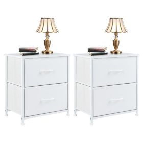 Living Room Cabinet Layers Set of 2 Fabric Drawers Beside Nightstand Table Closet Chest Clothes Display Cabinet Of Furniture (Color: 2pcs White)