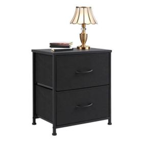 Living Room Cabinet Layers Set of 2 Fabric Drawers Beside Nightstand Table Closet Chest Clothes Display Cabinet Of Furniture (Color: 1pc Black)