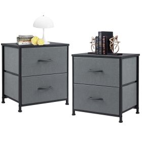 Living Room Cabinet Layers Set of 2 Fabric Drawers Beside Nightstand Table Closet Chest Clothes Display Cabinet Of Furniture (Color: 2pcs Gray)