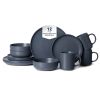 12-Piece Stoneware Dinnerware Sets with Mugs | Microwave & Dishwasher Safe | Non-Toxic Dinner Plates Bowls Set | Stackable Matte Glaze Kitchenware for