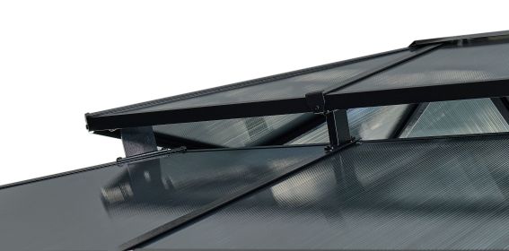 10' x 13' Hardtop Wood Gazebo for Patios, Outdoor Framed Gazebo with Polycarbonate Double Roof Canopy (Color: as Pic)