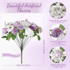 Hoteam 2 Bundles Artificial Flowers Combo Silk Mix Purple Fake Flowers with Stems Roses Chrysanthemum Dahlia Greenery Combo Set for DIY Wedding Bouque